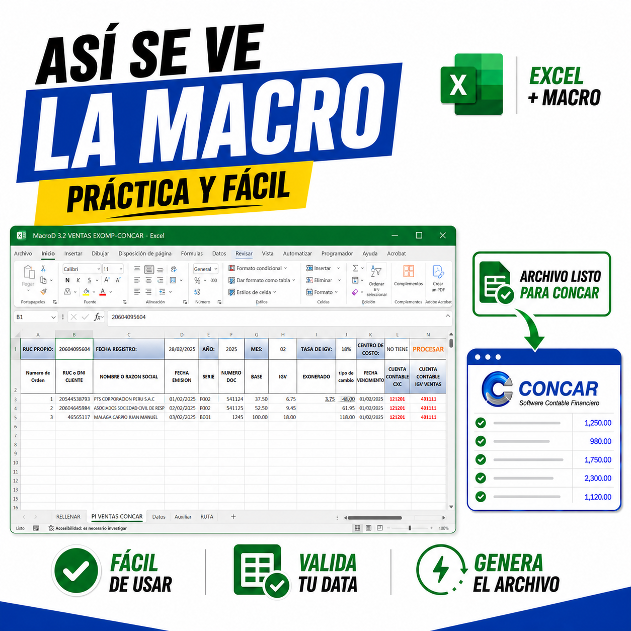 Macro Excel para Importar Ventas a CONCAR
